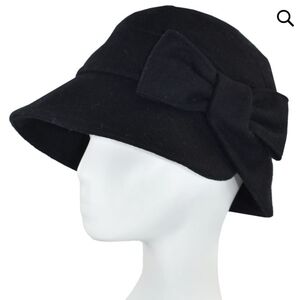 Dupatta Adelaide Black Wool Blend Cloche Hat - OSFM